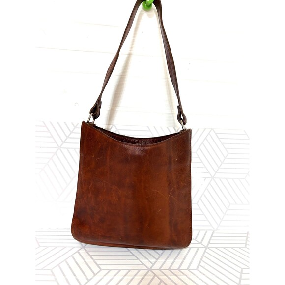 Two Bar West Leather Tooled Embossed Shoulder Bag Handmade Western Vintage - Picture 4 of 16